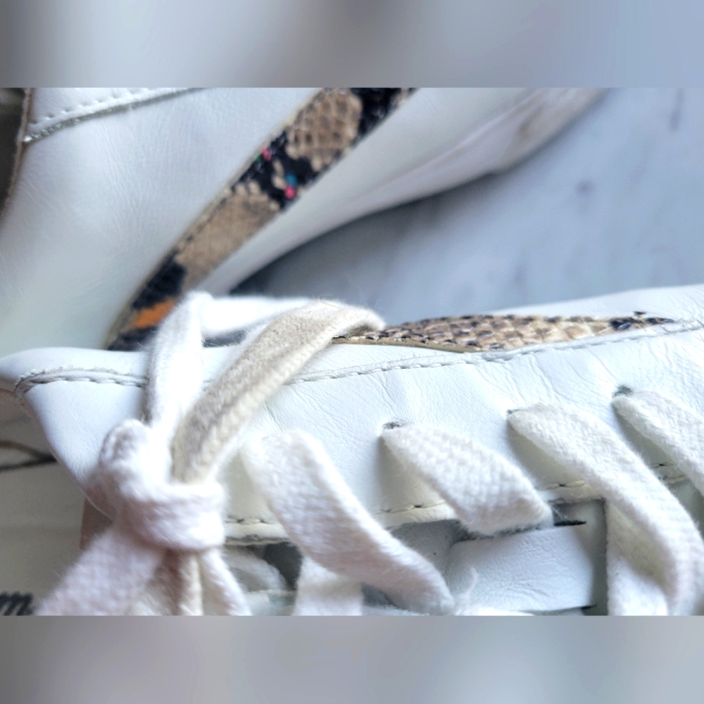 Madewell Delia Sneaker White Print Leather Low Top 8 Casual Cute Trendy - Picture 5 of 8